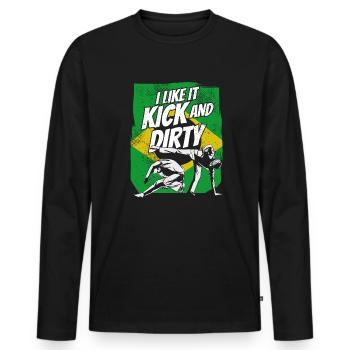 I Like It Kick And Dirty Ginga Capoeirista Dance - Men's Premium Organic Long Sleeve Shirt - black - Front - Nico (187cm)