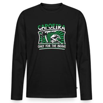 Capoeira Nur für die Tapferen Ginga Capoeirista - Männer Premium Bio Langarmshirt - Schwarz - Vorne - Nico (187cm)