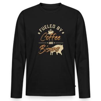 Angetrieben von Kaffee und Bisons Buffalo Bovinae Liebhaber - Männer Premium Bio Langarmshirt - Schwarz - Vorne - Nico (187cm)