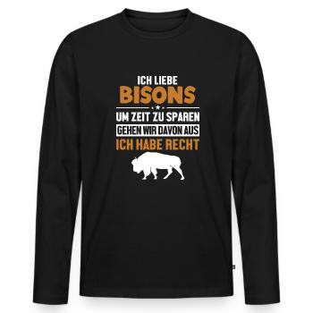 Bison hat immer Recht Buffalo Bovinae American - Männer Premium Bio Langarmshirt - Schwarz - Vorne - Nico (187cm)