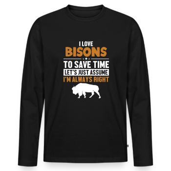 Bison Supposons que j’ai raison Buffalo Américain - T-shirt manches longues Premium bio Homme - noir - Devant - Nico (187cm)