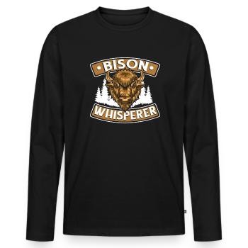 Bison chuchoteur Bison de bison bison d’Amérique Bovinae - T-shirt manches longues Premium bio Homme - noir - Devant - Nico (187cm)