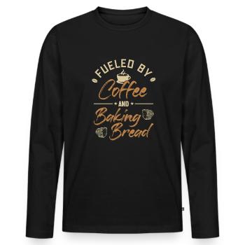 Alimenté par le café et la cuisson de la pâte à pain - T-shirt manches longues Premium bio Homme - noir - Devant - Nico (187cm)