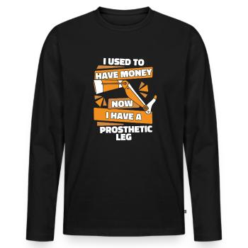 Maintenant, j’ai une jambe prothétique jambes artificielles jambe - T-shirt manches longues Premium bio Homme - noir - Devant - Nico (187cm)