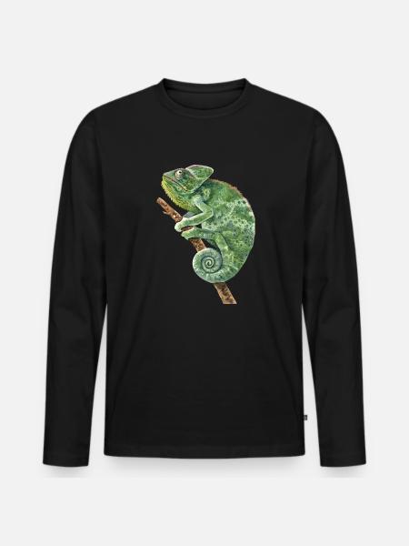 Veiled Panther Chamaeleonidae Lover Chameleon - Men's Premium Organic Long Sleeve Shirt - black