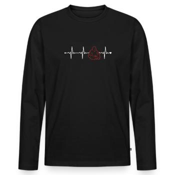 Buddhism Heartbeat Buddhist Symbol Statue Priest - Men's Premium Organic Long Sleeve Shirt - black - Front - Nico (187cm)