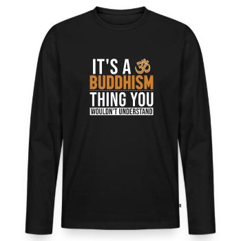 Es ist ein buddhistisches Statuensymbol aus dem Buddhismus - Männer Premium Bio Langarmshirt - Schwarz - Vorne - Nico (187cm)
