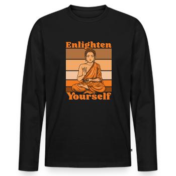 Erleuchte dich selbst Buddhistische Statue Symbol Priester - Männer Premium Bio Langarmshirt - Schwarz - Vorne - Nico (187cm)