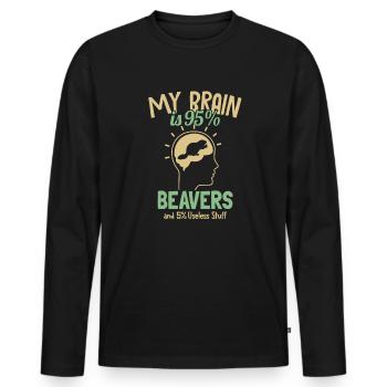 Mein Gehirn besteht zu 95% aus Bibern Castor Canadensis - Männer Premium Bio Langarmshirt - Schwarz - Vorne - Nico (187cm)