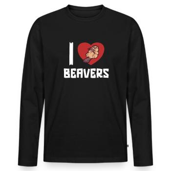 J’adore les castors Castor Eurasien Castor Canadensis Castor - T-shirt manches longues Premium bio Homme - noir - Devant - Nico (187cm)