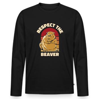 Respektieren Sie den Biber Eurasischer Castor canadensis - Männer Premium Bio Langarmshirt - Schwarz - Vorne - Nico (187cm)