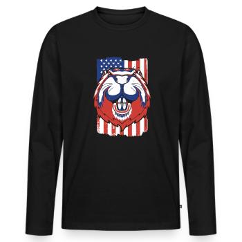 Biber Amerikanische Flagge Eurasischer Castor Canadensis - Männer Premium Bio Langarmshirt - Schwarz - Vorne - Nico (187cm)