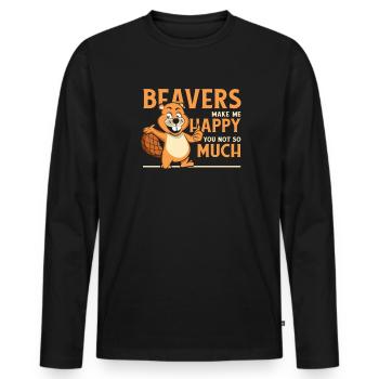 Biber Machen Mich Glücklich Castor Canadensis Eurasisch - Männer Premium Bio Langarmshirt - Schwarz - Vorne - Nico (187cm)