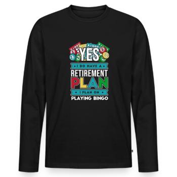 J’ai un plan de retraite qui appelle un professionnel - T-shirt manches longues Premium bio Homme - noir - Devant - Nico (187cm)