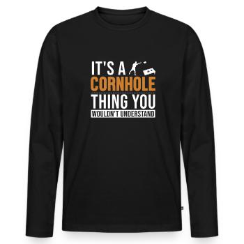 C’est un Cornhole Thing Plateau de jeu Pouf - T-shirt manches longues Premium bio Homme - noir - Devant - Nico (187cm)
