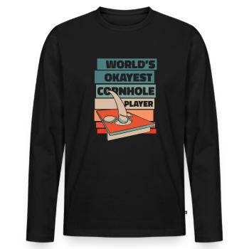 World’s Okayest Cornhole Player Plateaux de jeu - T-shirt manches longues Premium bio Homme - noir - Devant - Nico (187cm)