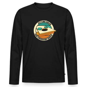 Löcher treffen und Seelenbretter zerquetschen Sitzsack - Männer Premium Bio Langarmshirt - Schwarz - Vorne - Nico (187cm)