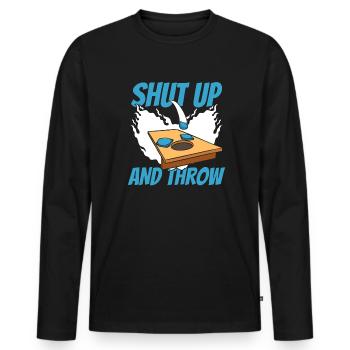 Shut Up And Throw Boards Bean Bag Game - Men's Premium Organic Long Sleeve Shirt - black - Front - Nico (187cm)