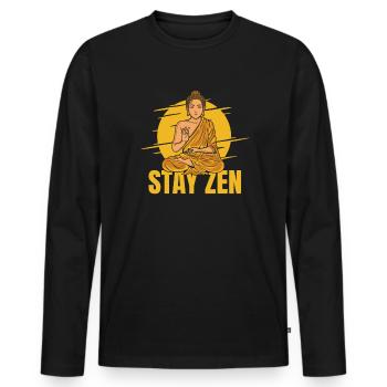 Stay Zen Buddhist Statue Symbol Priest Buddhism - Men's Premium Organic Long Sleeve Shirt - black - Front - Nico (187cm)