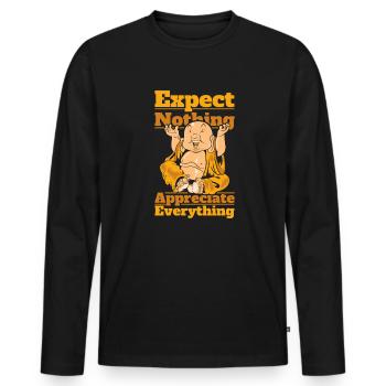 Ne rien attendre Symbole Apprécier tout - T-shirt manches longues Premium bio Homme - noir - Devant - Nico (187cm)
