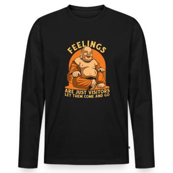 Feelings Are Just Visitors Buddhist Statue Symbol - Men's Premium Organic Long Sleeve Shirt - black - Front - Nico (187cm)