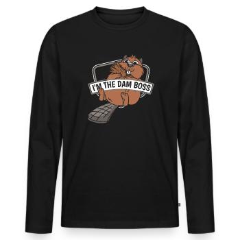 Ich bin der Damm Eurasischer Castor canadensis Biber - Männer Premium Bio Langarmshirt - Schwarz - Vorne - Nico (187cm)