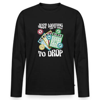 En attendant que mes boules tombent Caller Daubers Bingo - T-shirt manches longues Premium bio Homme - noir - Devant - Nico (187cm)