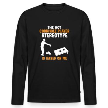 Le stéréotype du joueur de Cornhole est basé sur Me Bean - T-shirt manches longues Premium bio Homme - noir - Devant - Nico (187cm)