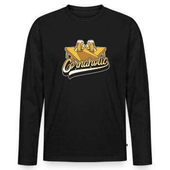 Cornaholic Spielbretter Sitzsack Professional - Männer Premium Bio Langarmshirt - Schwarz - Vorne - Nico (187cm)