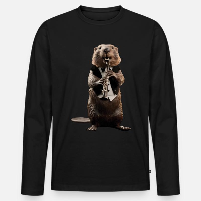 Biber Klarinette - Männer Premium Bio Langarmshirt - Schwarz