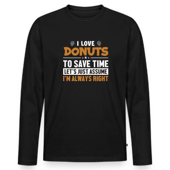 Donuts, nehmen wir an, ich liege richtig, Donut, glasiert - Männer Premium Bio Langarmshirt - Schwarz - Vorne - Nico (187cm)