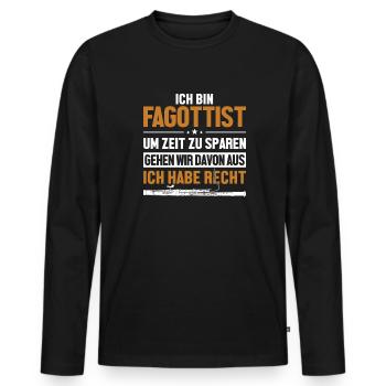 Fagottist hat immer Recht Aerophone Music - T-shirt manches longues Premium bio Homme - noir - Devant - Nico (187cm)