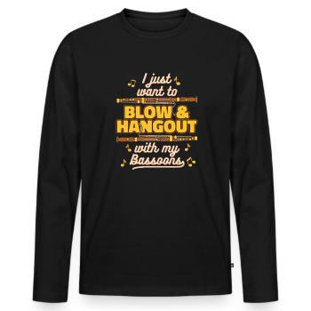 Just Want To Blow And Hangout Aerophone Music - Men's Premium Organic Long Sleeve Shirt - black - Front - Nico (187cm)