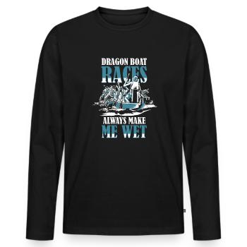 Les courses de bateaux-dragons me font toujours mouiller l’amour de l’équipe - T-shirt manches longues Premium bio Homme - noir - Devant - Nico (187cm)