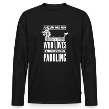Ein alter Mann, der synchrones Paddelteam liebt - Männer Premium Bio Langarmshirt - Schwarz - Vorne - Nico (187cm)