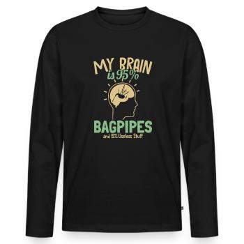 Mon cerveau est composé à 95% de cornemuse Cours de cornemuse Sarbacane - T-shirt manches longues Premium bio Homme - noir - Devant - Nico (187cm)