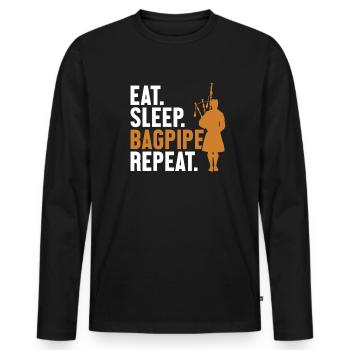 Manger Sommeil Cornemuse Répéter Sarbacane Great Highland - T-shirt manches longues Premium bio Homme - noir - Devant - Nico (187cm)