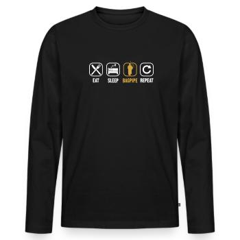 Eat Sleep Bagpipe Repeat Bagpipe Lessons Blowpipe - Men's Premium Organic Long Sleeve Shirt - black - Front - Nico (187cm)