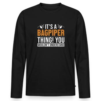 C’est un truc de cornemuse Great Highland Blowpipe - T-shirt manches longues Premium bio Homme - noir - Devant - Nico (187cm)