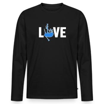 Cornemuse Love Great Highland Bagpipe Leçons - T-shirt manches longues Premium bio Homme - noir - Devant - Nico (187cm)