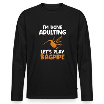 Fini Adulte Jouons à la cornemuse Blowpipe Player - T-shirt manches longues Premium bio Homme - noir - Devant - Nico (187cm)