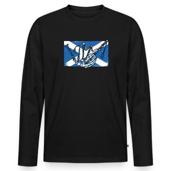 Dudelsackspieler Schottland Flagge Great Highland Blasrohr - Männer Premium Bio Langarmshirt - Schwarz - Vorne - Nico (187cm)