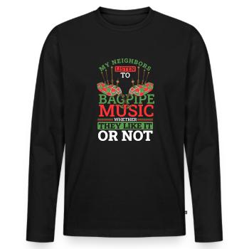 Mes voisins écoutent de la musique de cornemuse sarbacane - T-shirt manches longues Premium bio Homme - noir - Devant - Nico (187cm)