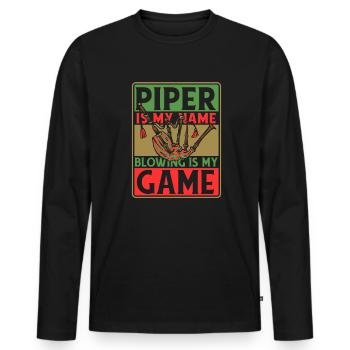 Piper est mon nom, souffler est mon jeu sarbacane - T-shirt manches longues Premium bio Homme - noir - Devant - Nico (187cm)