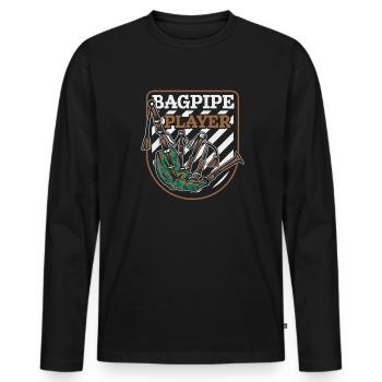 Joueur de cornemuse Sarbacane Great Highland Player - T-shirt manches longues Premium bio Homme - noir - Devant - Nico (187cm)