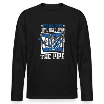 All Quiet Until There Comes The Pipe Blowpipe - Men's Premium Organic Long Sleeve Shirt - black - Front - Nico (187cm)