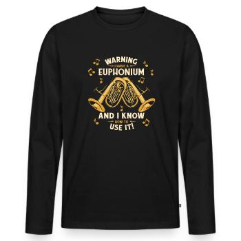 Avertissement J’ai un euphoniste d’instrument euphonium - T-shirt manches longues Premium bio Homme - noir - Devant - Nico (187cm)