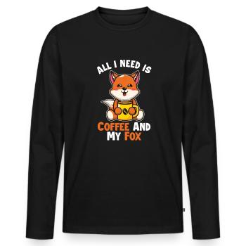 Kaffee und mein Fuchs Rotfuchs Canidae Caninae Fuchs - Männer Premium Bio Langarmshirt - Schwarz - Vorne - Nico (187cm)