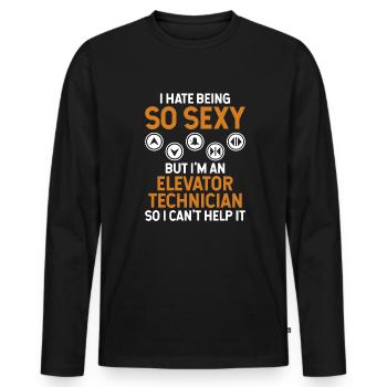 Hate Being So Sexy But I'm An Elevator Technician - Men's Premium Organic Long Sleeve Shirt - black - Front - Nico (187cm)