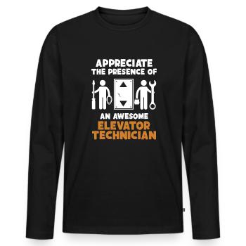 Appreciate Presence Of Awesome Elevator - Men's Premium Organic Long Sleeve Shirt - black - Front - Nico (187cm)